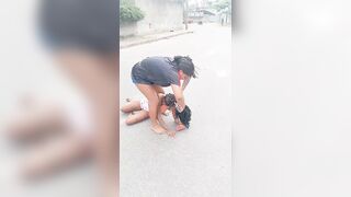 Side Girl Gets Her Hair And Panties Cut
