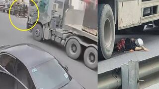 Motorcyclist & Passenger Pulled Into Traffic Without Looking – Truck Crushes to Death