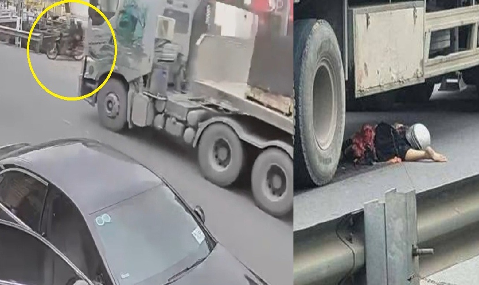 Motorcyclist & Passenger Pulled Into Traffic Without Looking – Truck Crushes to Death