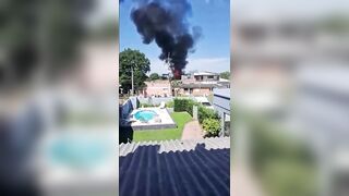 CCTV Captures Small Plane Crashing Into House - Copilot & Two Passengers Dead