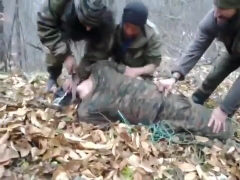 Classic Armenian soldier had his throat slit in the forest