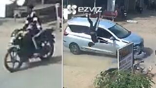 Distracted Rider Catches Air After Brutal Car Impact
