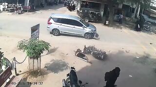 Distracted Rider Catches Air After Brutal Car Impact