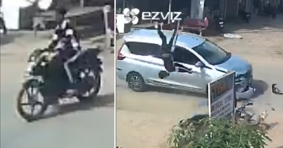Distracted Rider Catches Air After Brutal Car Impact