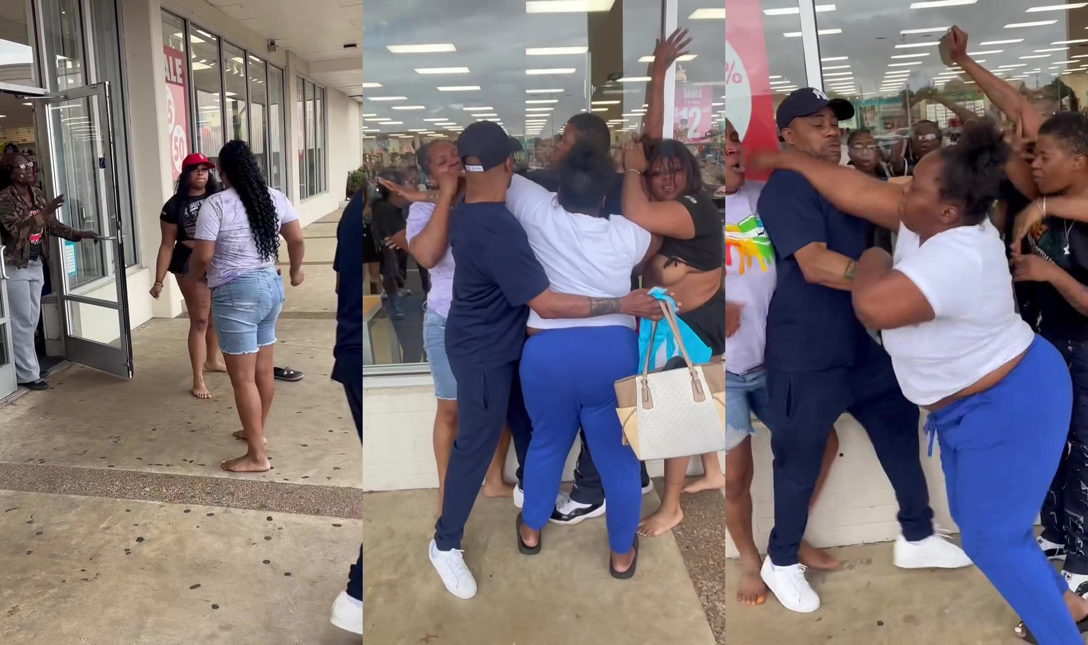 Titties flopping when 2 big girls fight it out