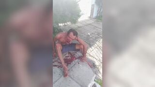 Brazilian thief suffers mental breakdown after his face is brutally mutilated by a pi