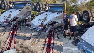 Big rig flips injuring several