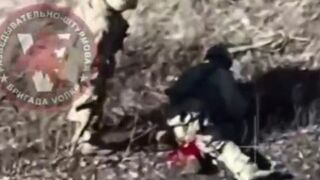 Ukrat blows his leg with his own mine.