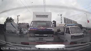 Truck Flips Crushing Motorcyclist