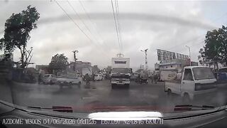 Truck Flips Crushing Motorcyclist