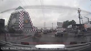 Truck Flips Crushing Motorcyclist