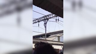 Man Climbs On Electricity Pole And Gets Electrocuted (Another Angle)