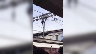 Man Climbs On Electricity Pole And Gets Electrocuted (Another Angle)