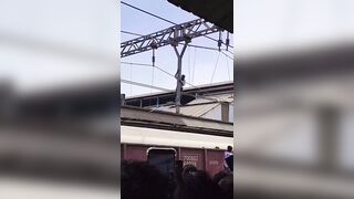 Man Climbs On Electricity Pole And Gets Electrocuted (Another Angle)