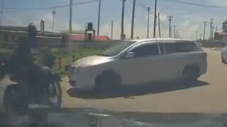 Terrifying Dashcam Captures Motorcycle Impacting Car at Blazing Speed