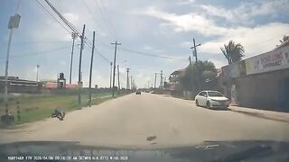 Terrifying Dashcam Captures Motorcycle Impacting Car at Blazing Speed