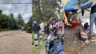 Indonesian roadside scene of horrific accident