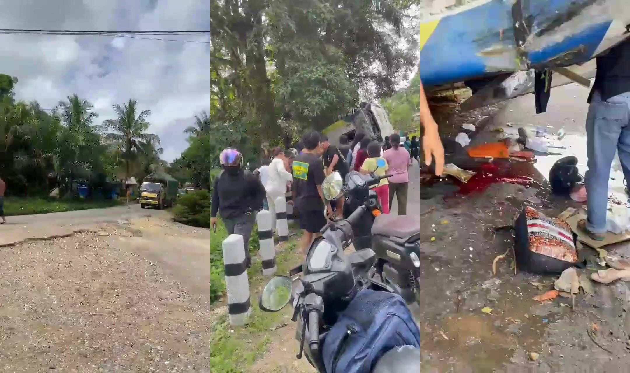 Indonesian roadside scene of horrific accident