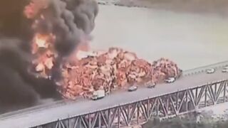 Huge explosion near Bridge of the Americas in Panama after tanker truck catches fire