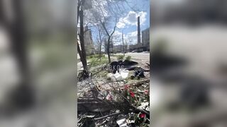 The aftermath of the Russian KAB bomb on the outskirts of Kherson