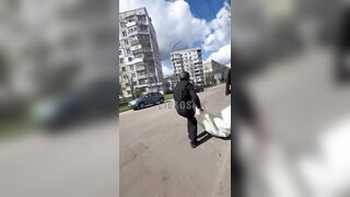 The aftermath of the Russian KAB bomb on the outskirts of Kherson