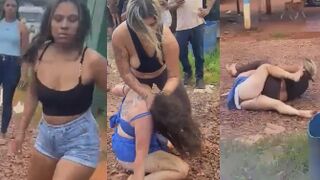 Four Women Get Into A Wild Fight In The Mud And Boobs Pop Out