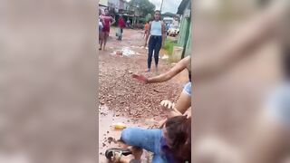 Four Women Get Into A Wild Fight In The Mud And Boobs Pop Out