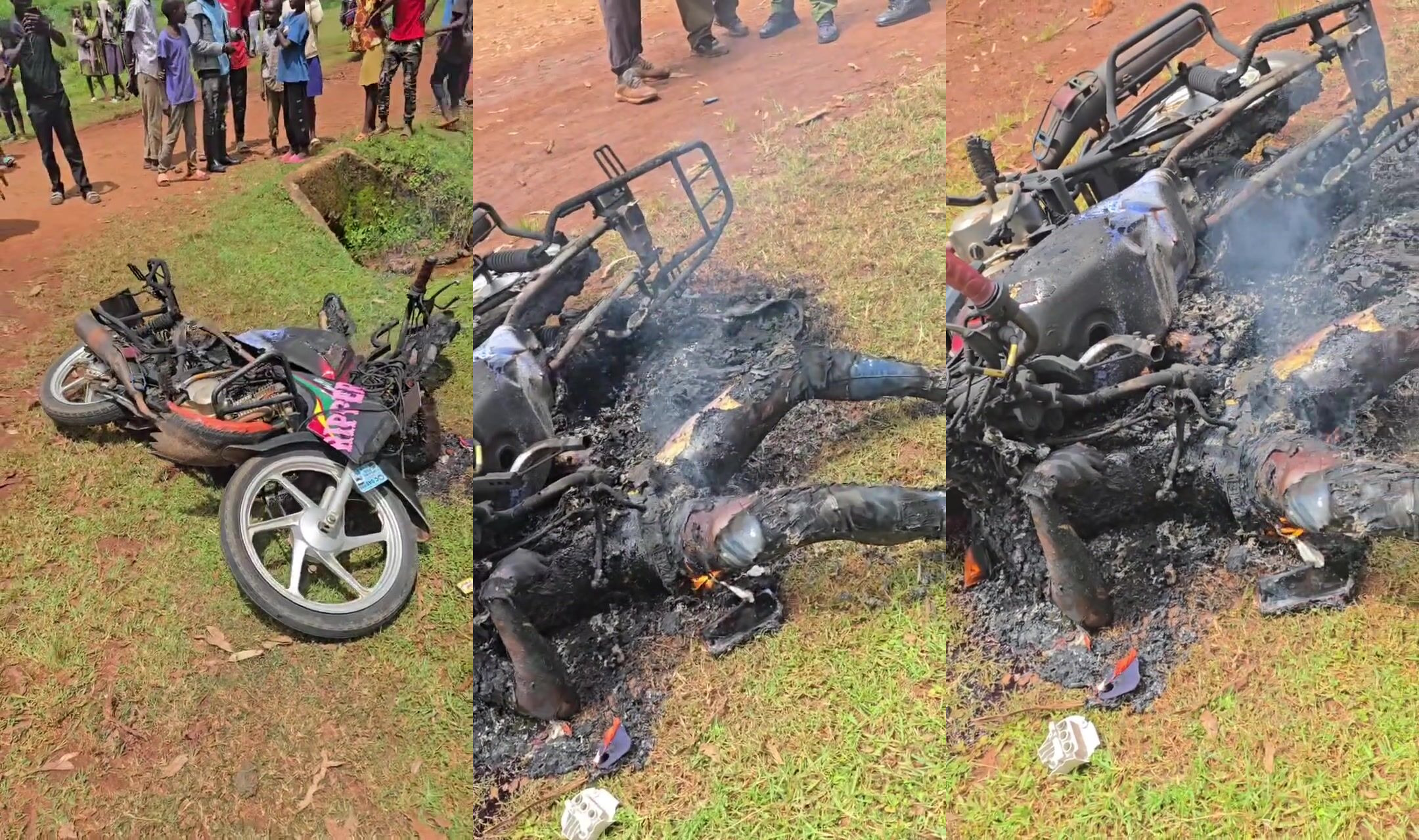 Burned alive in moto accident