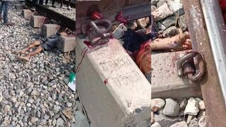 Snapped in half by train