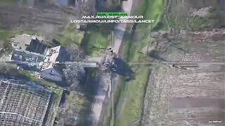 Lancet attack on Ukrainian troops' vehicle.