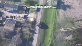 Lancet attack on Ukrainian troops' vehicle.