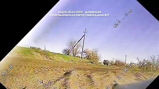 Lancet attack on Ukrainian troops' vehicle.