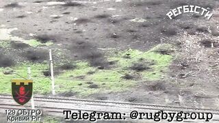 Russian soldier violently loses his manhood and his life from a drone strike.