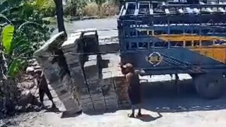 Horrific Moment: Reversing Truck Triggers Concrete Avalanche, Worker Crushed