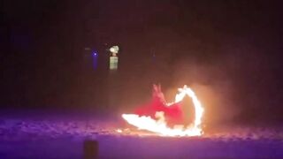 Horror moment dancer is engulfed in flames & sprints for her life