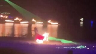 Horror moment dancer is engulfed in flames & sprints for her life