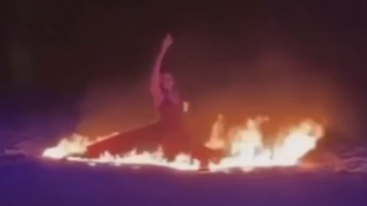 Horror moment dancer is engulfed in flames & sprints for her life