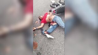 Aftermath Of Collision Between Two Motorcycles In Venezuela