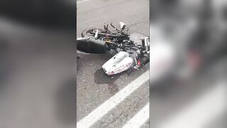 Aftermath Of Collision Between Two Motorcycles In Venezuela