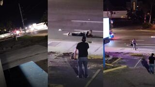 Pedestrian ran over by police during high speed chase