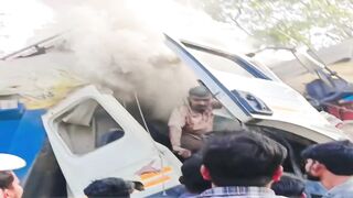 Two Drivers Burned Alive Trucks Collide Head-On in Bodies Charred Beyond Recognition