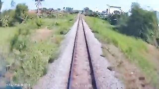 Insane Moment: Train Destroys Truck and Ejects Passenger Like a Rocket