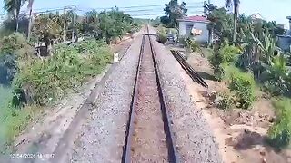 Insane Moment: Train Destroys Truck and Ejects Passenger Like a Rocket