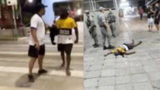 Aggressive man attacks an off duty cop, gets shot dead