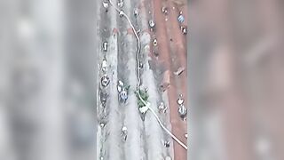 Illegal foreigner jumps off the building  running away from deportation