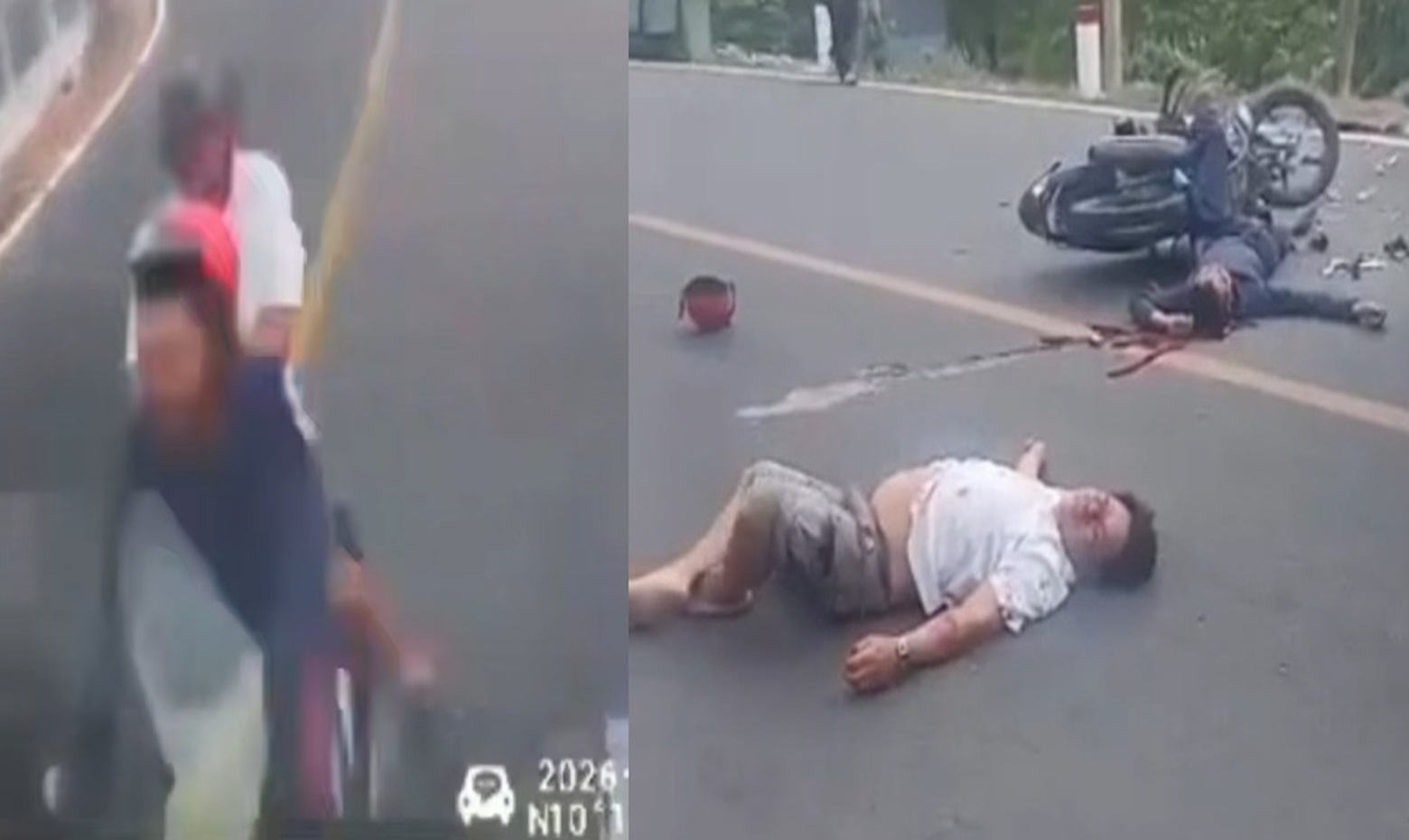 Bus Dashcam Captures Motorcycle with Two Riders Crashing Head-On Into It – One Dead