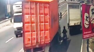 Motorcyclist Gets Crushed By Truck In Guatemala
