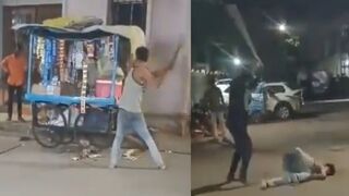 Drunk Young Man Brutally Beaten After Damaging Street Vendor's Cart in Rewa