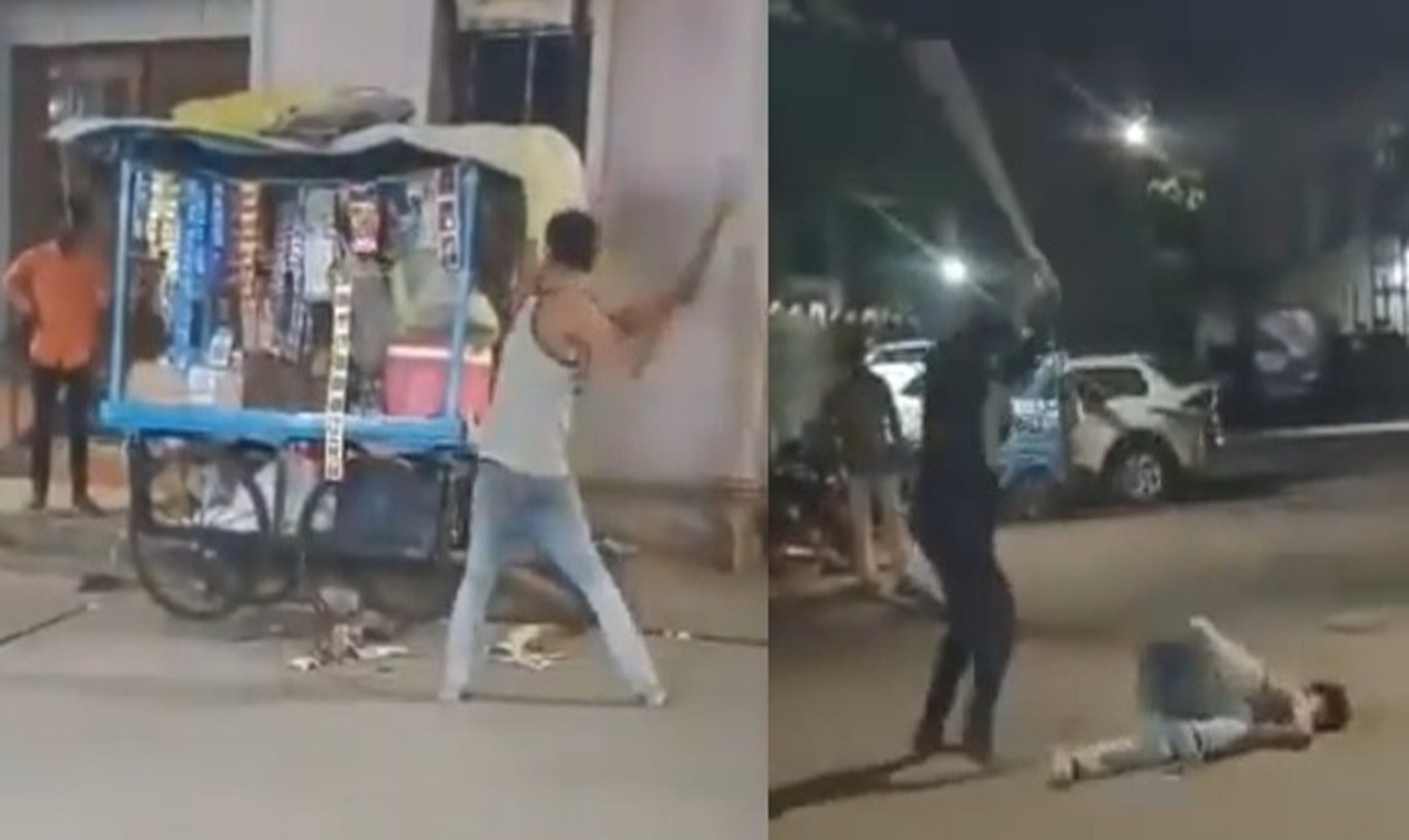 Drunk Young Man Brutally Beaten After Damaging Street Vendor's Cart in Rewa