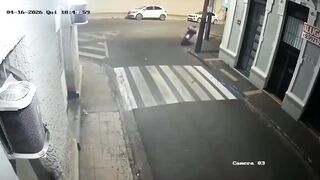 Stunt Motorcyclist Evades Police, Then Crashes and Catches Air After Hitting Pickup